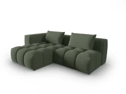 CXL by Christian Lacroix - Sofá modular de canto esquerdo "Lorella" 3 lugares em tecido estrutural verde oliva escuro - 205x145x70cm