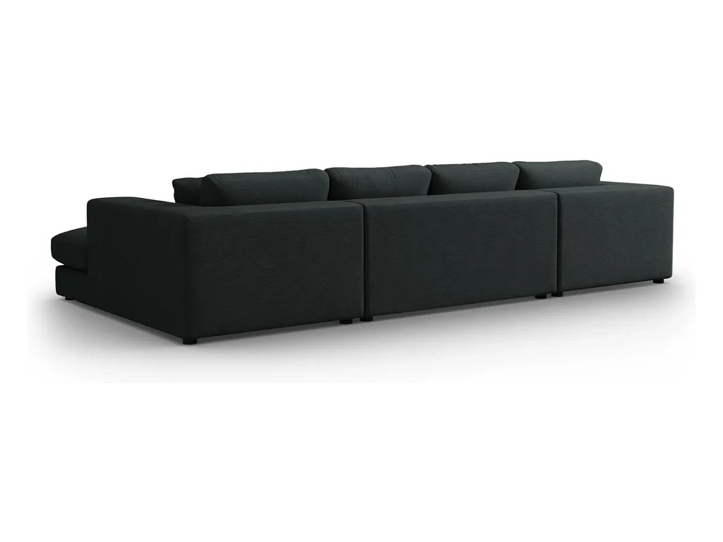 CXL by Christian Lacroix - Sofá panorâmico "Tendance" 5 lugares em veludo cotelê preto - 344x170x72cm