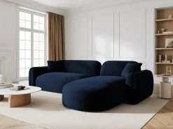 CXL by Christian Lacroix - Sofá modular de canto direito "Lucien" 4 lugares em veludo azul real - 275x165x70cm