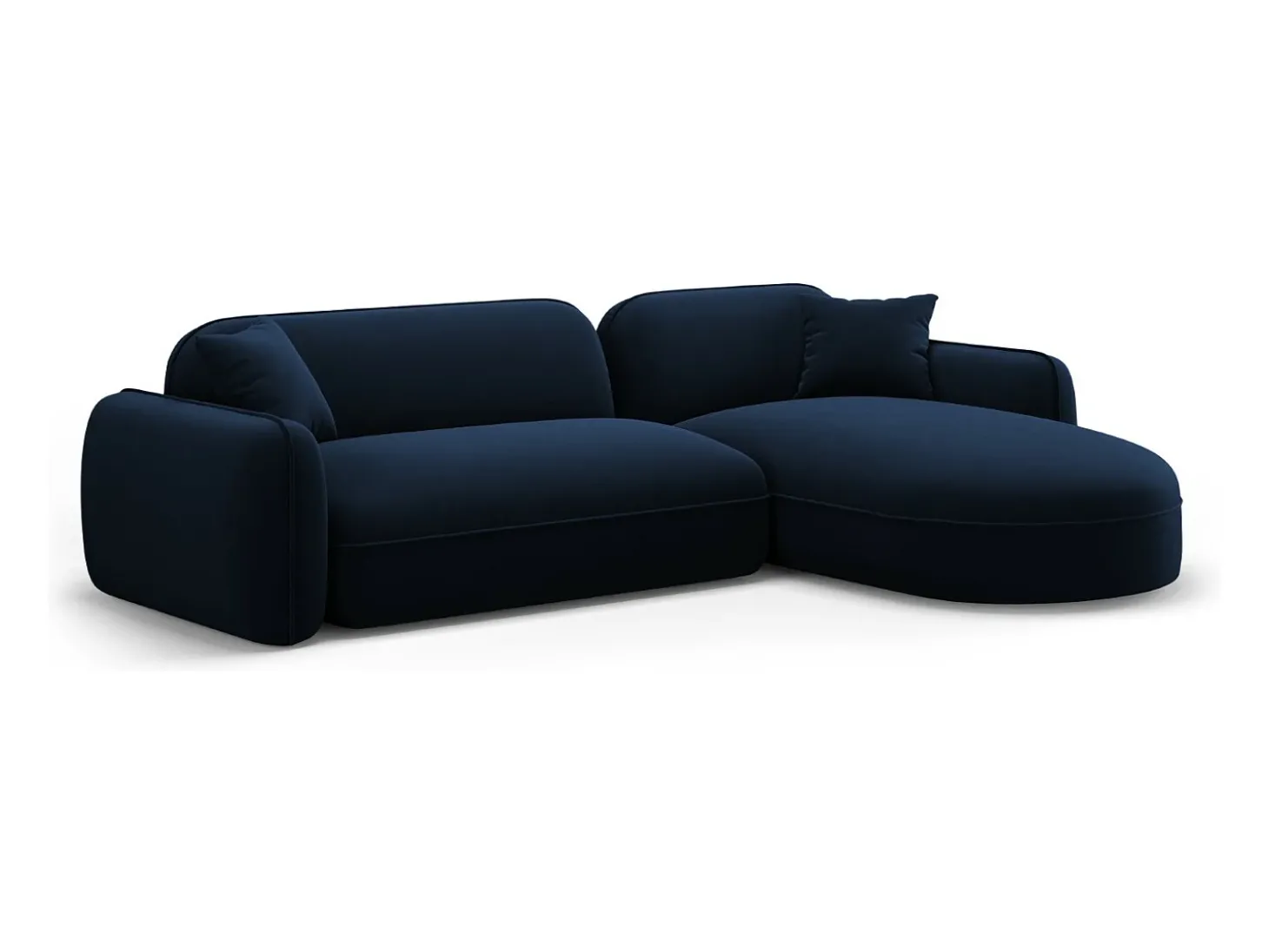 CXL by Christian Lacroix - Sofá modular de canto direito "Lucien" 4 lugares em veludo azul real - 275x165x70cm