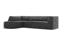 CXL by Christian Lacroix - Sofá de canto esquerdo "Charles" 4 lugares em veludo cinza escuro - 273x180x69cm