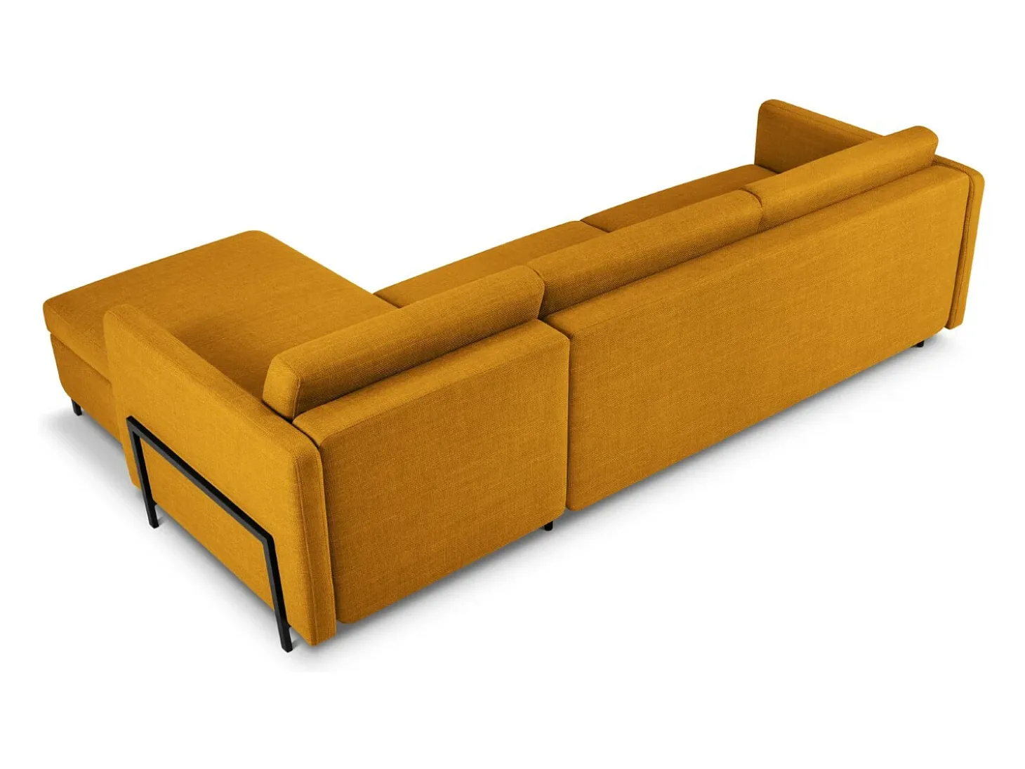 CXL by Christian Lacroix - Sofá convertível de canto direito com caixa de arrumação "Yanis" 5 lugares em tecido estrutural dourado - 280x170x80cm