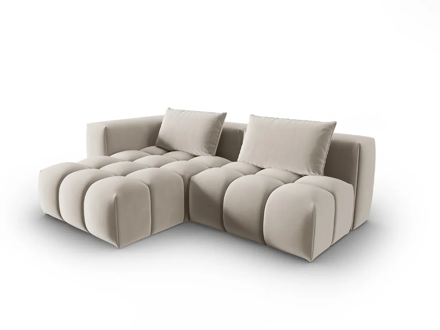 CXL by Christian Lacroix - Sofá modular de canto esquerdo "Lorella" 3 lugares em veludo cru - 205x145x70cm