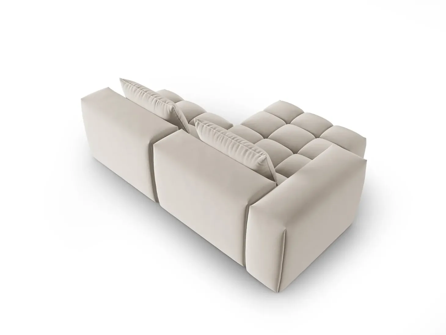 CXL by Christian Lacroix - Sofá modular de canto esquerdo "Lorella" 3 lugares em veludo cru - 205x145x70cm