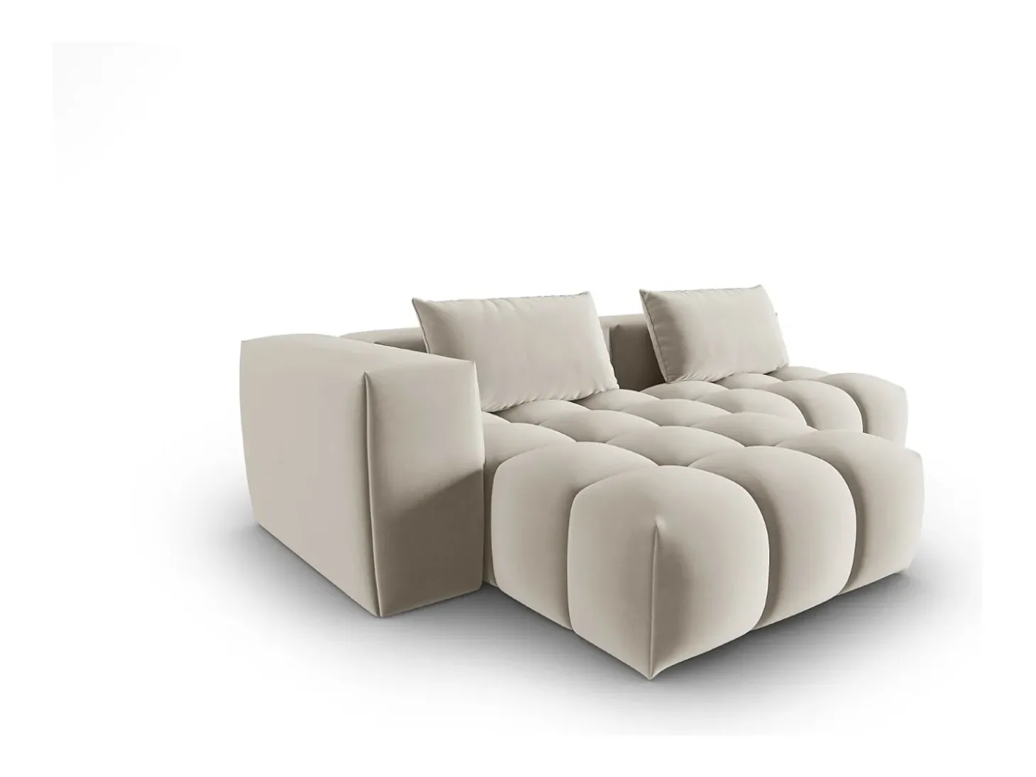 CXL by Christian Lacroix - Sofá modular de canto esquerdo "Lorella" 3 lugares em veludo cru - 205x145x70cm