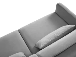 CXL by Christian Lacroix - Sofá-cama de canto direito "Yanis" 5 lugares em veludo cinza - 280x170x80cm