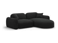 CXL by Christian Lacroix - Sofá modular de canto direito "Lucien" 3 lugares em veludo carvão - 230x165x70cm