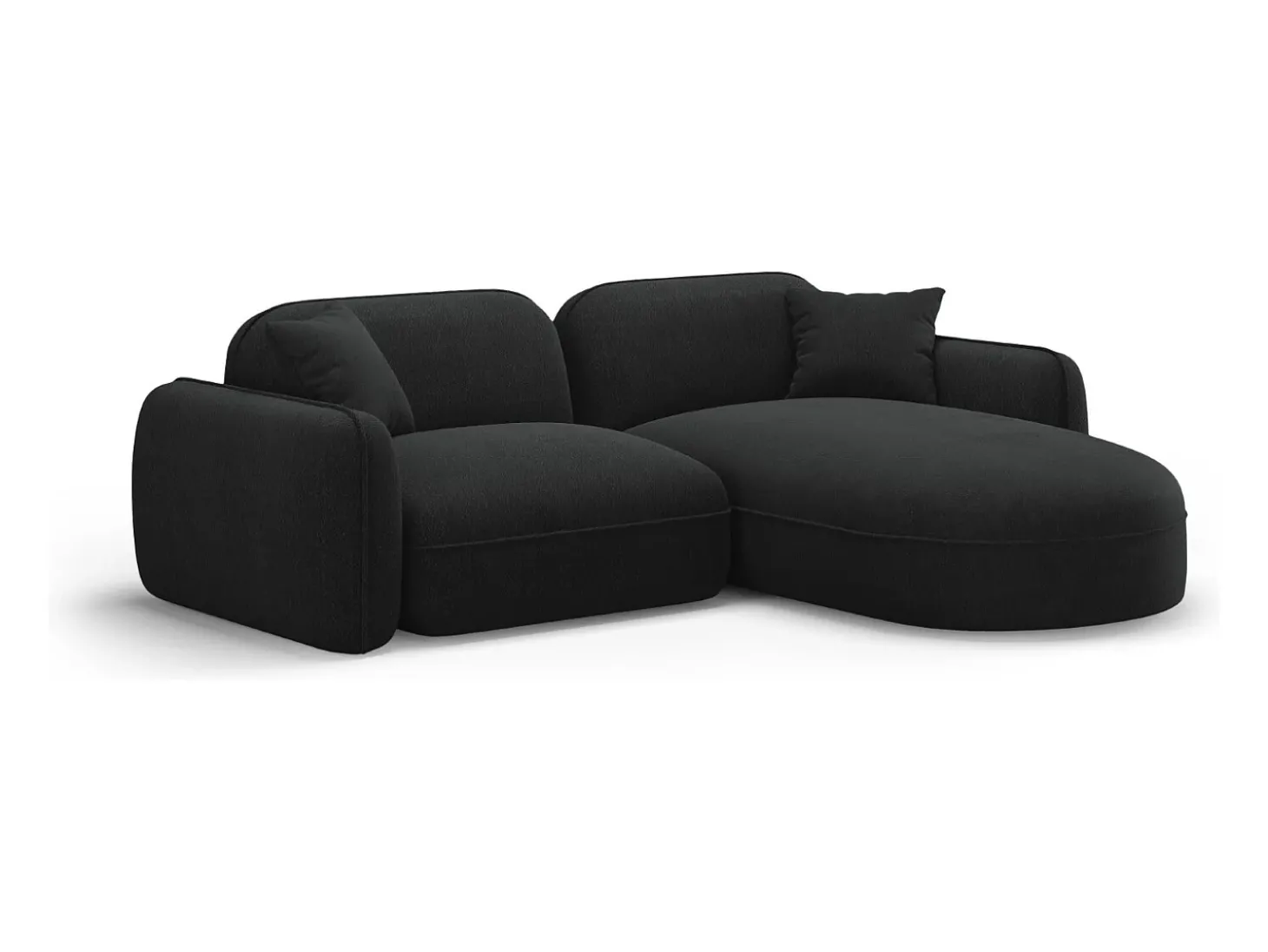 CXL by Christian Lacroix - Sofá modular de canto direito "Lucien" 3 lugares em veludo carvão - 230x165x70cm