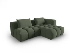 CXL by Christian Lacroix - Sofá modular de canto direito "Lorella" 3 lugares em tecido estrutural verde oliva escuro - 205x145x70cm