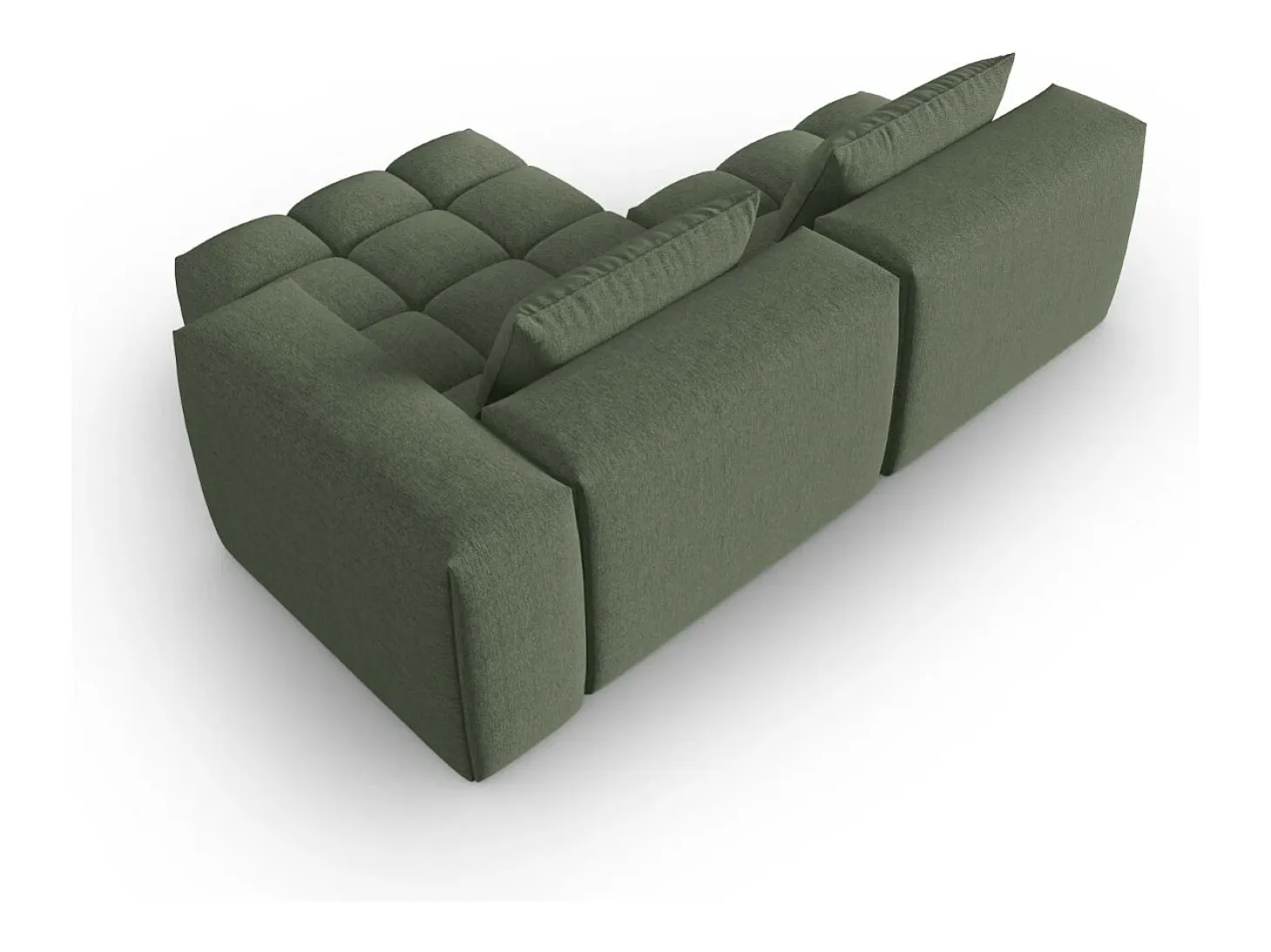 CXL by Christian Lacroix - Sofá modular de canto direito "Lorella" 3 lugares em tecido estrutural verde oliva escuro - 205x145x70cm