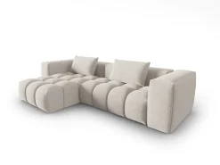CXL by Christian Lacroix - Sofá modular de canto esquerdo "Lorella" 3 lugares em tecido estrutural bege - 260x145x70cm