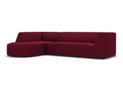 CXL by Christian Lacroix - Sofá de canto esquerdo "Charles" 4 lugares em veludo vermelho - 273x180x69cm
