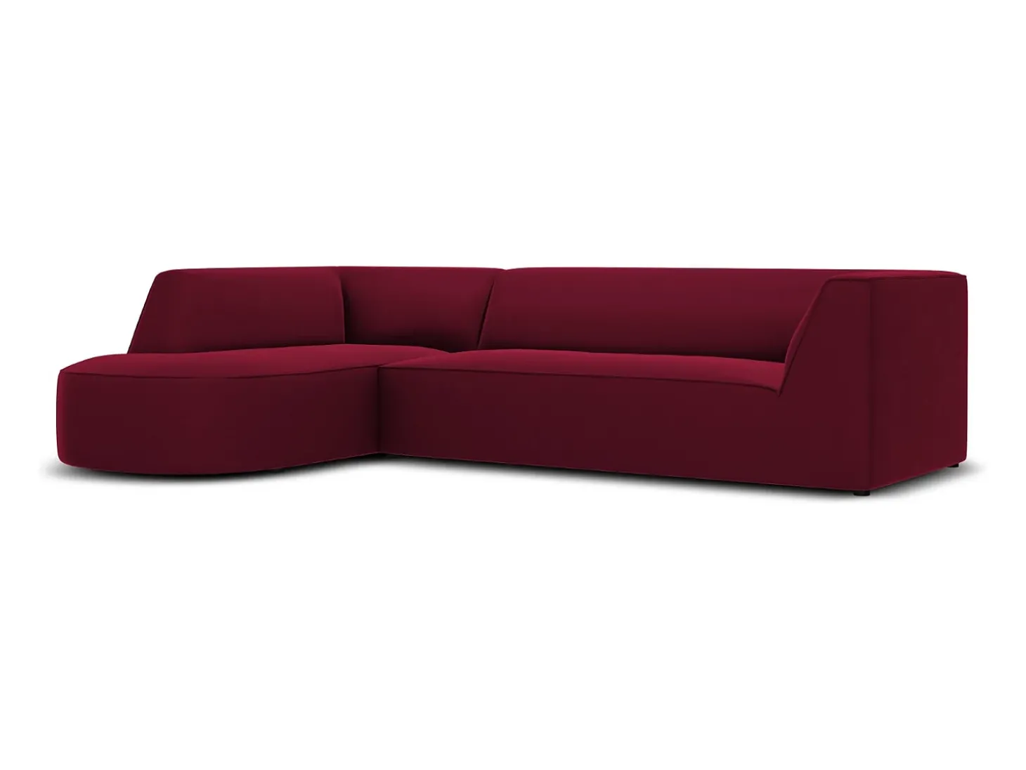 CXL by Christian Lacroix - Sofá de canto esquerdo "Charles" 4 lugares em veludo vermelho - 273x180x69cm