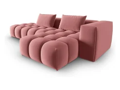 CXL by Christian Lacroix - Sofá modular de canto direito "Lorella" 4 lugares em veludo salmão - 265x145x70cm