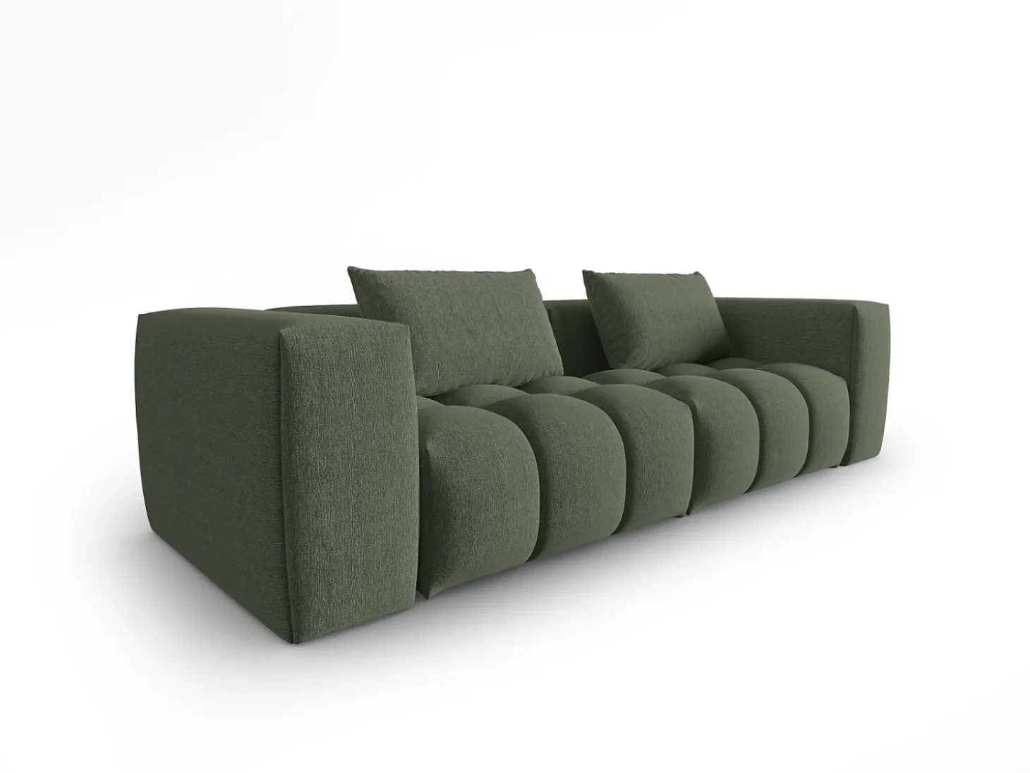 CXL by Christian Lacroix - Sofá modular "Lorella" 3 lugares em tecido estrutural verde oliva escuro - 230x85x70cm