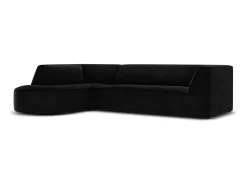 CXL by Christian Lacroix - Sofá de canto esquerdo "Charles" 4 lugares em veludo preto - 273x180x69cm