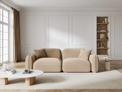 CXL by Christian Lacroix - Sofá modular "Lucien" 3 lugares em veludo areia - 230x90x70cm