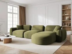 CXL by Christian Lacroix - Sofá modular de canto direito "Lucien" 4 lugares em veludo verde claro - 320x165x70cm