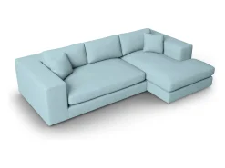 CXL by Christian Lacroix - Sofá de canto direito "Tendance" 5 lugares em veludo cotelê azul claro - 282x174x72cm