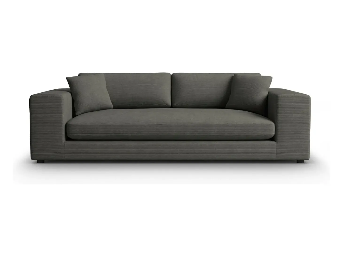 CXL by Christian Lacroix - Sofá "Tendance" 4 lugares em veludo cotelê cinza escuro - 262x122x72cm