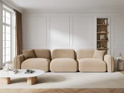 CXL by Christian Lacroix - Sofá modular "Lucien" 4 lugares em veludo areia - 320x90x70cm