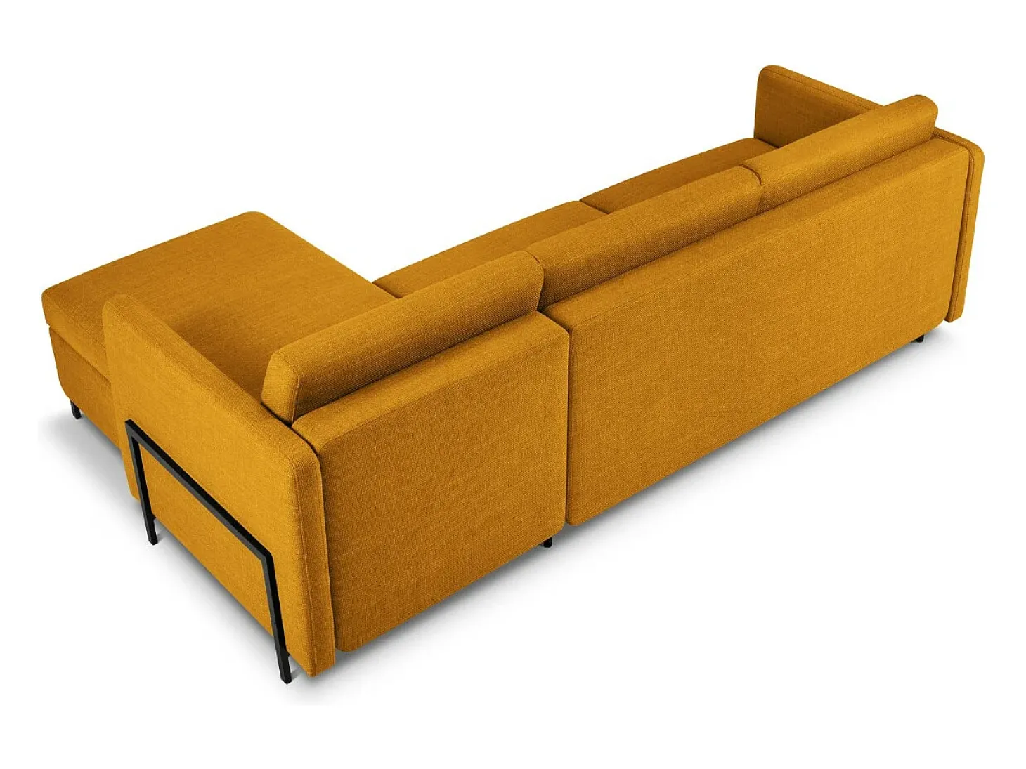 CXL by Christian Lacroix - Sofá convertível de canto direito com caixa de arrumação "Yanis" 4 lugares em tecido estrutural dourado - 260x170x80cm