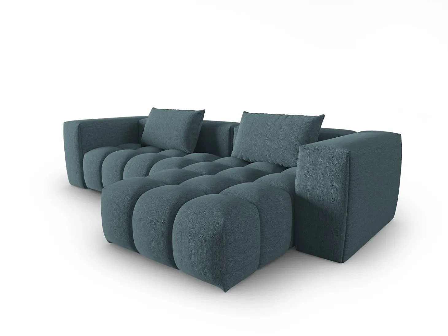 CXL by Christian Lacroix - Sofá modular de canto direito "Lorella" 3 lugares em tecido estrutural azul claro - 260x145x70cm