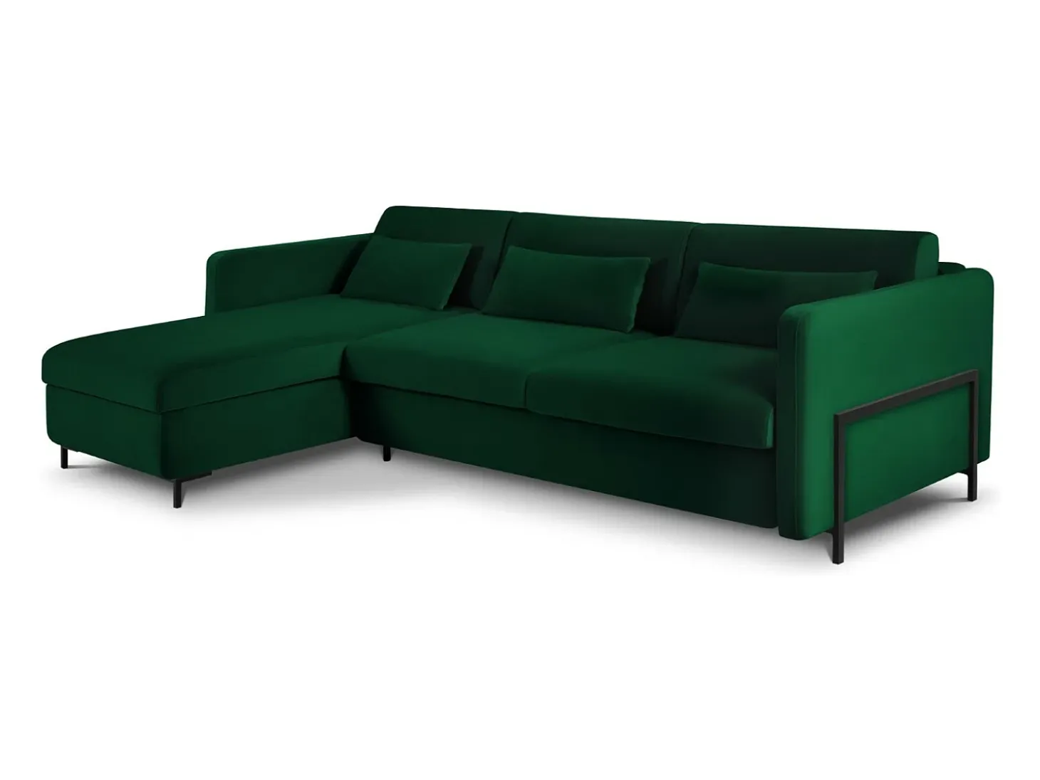 CXL by Christian Lacroix - Sofá de canto convertível à esquerda "Yanis" 5 lugares em veludo verde garrafa - 280x170x80cm