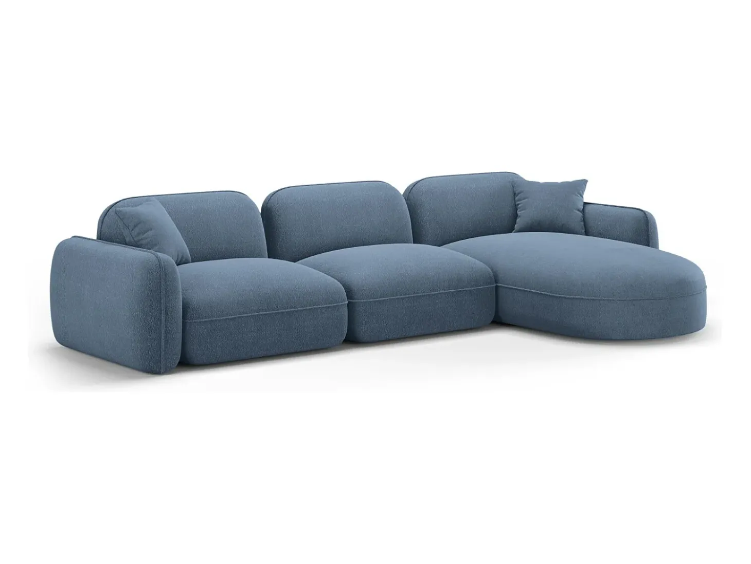 CXL by Christian Lacroix - Sofá modular de canto direito "Lucien" 4 lugares em veludo azul jeans - 320x165x70cm