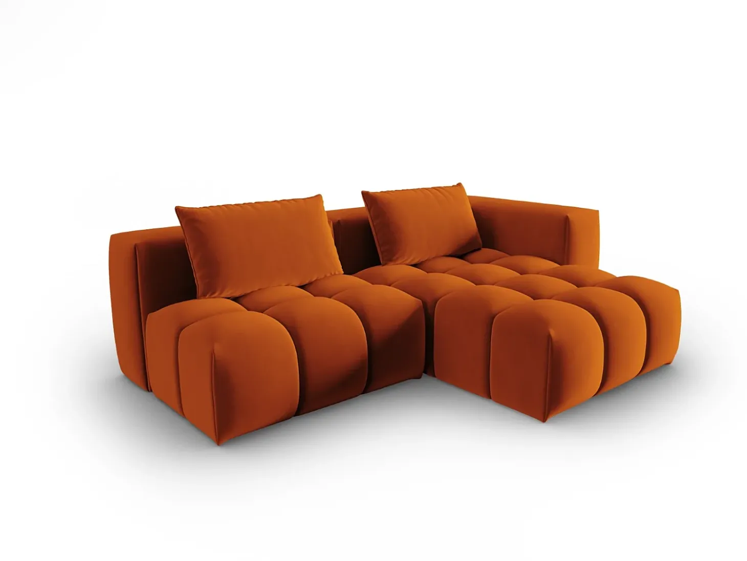 CXL by Christian Lacroix - Sofá modular de canto direito "Lorella" 3 lugares em veludo terracota - 205x145x70cm