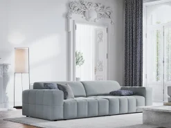 CXL by Christian Lacroix - Sofá "Luc" 4 lugares em veludo azul claro - 244x102x70cm