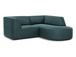CXL by Christian Lacroix - Sofá de canto direito "Charles" 3 lugares em veludo azul - 186x180x69cm