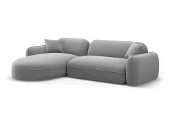 CXL by Christian Lacroix - Sofá modular de canto esquerdo "Lucien" 4 lugares em veludo cinza claro - 275x165x70cm
