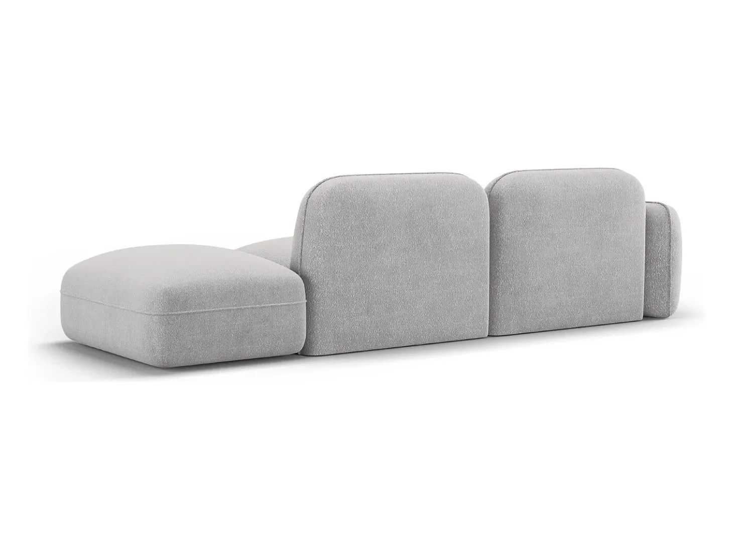 CXL by Christian Lacroix - Sofá modular direito "Lucien" 3 lugares em veludo cinza claro - 295x90x70cm