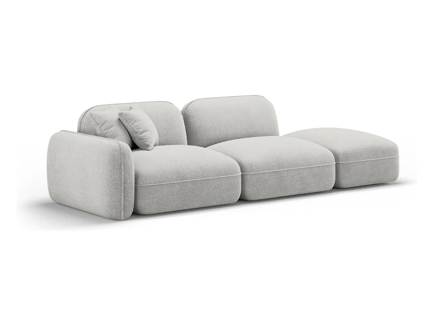 CXL by Christian Lacroix - Sofá modular direito "Lucien" 3 lugares em veludo cinza claro - 295x90x70cm