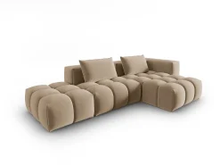 CXL by Christian Lacroix - Sofá modular de canto direito "Lorella" 4 lugares em veludo areia - 265x145x70cm