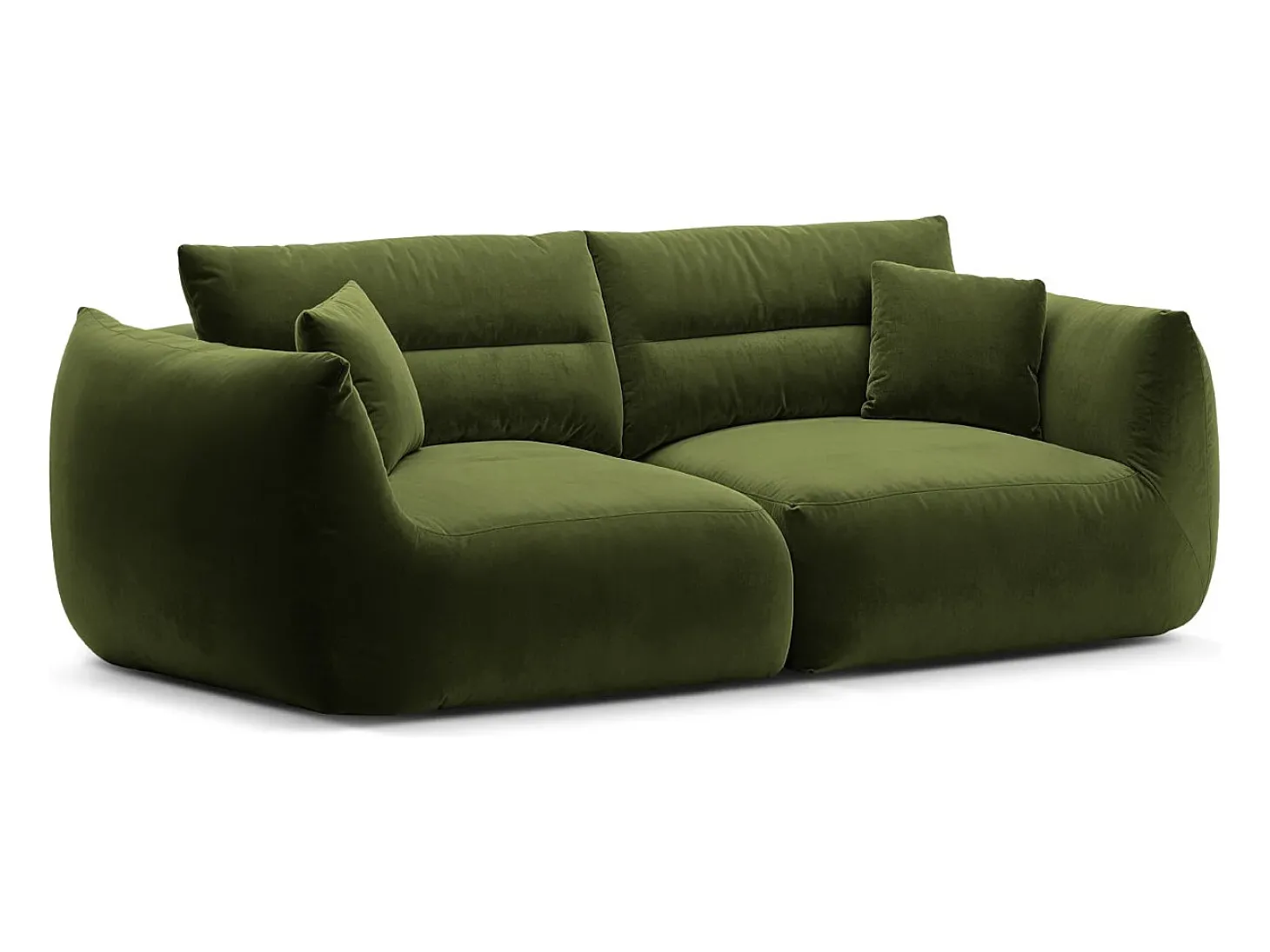 CXL by Christian Lacroix - Sofá modular "Maurie" 3 lugares em veludo verde exército - 224x107x90cm