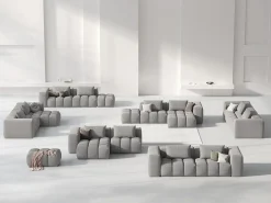 CXL by Christian Lacroix - Sofá modular de canto esquerdo "Lorella" 3 lugares em tecido estrutural bege escuro - 205x145x70cm