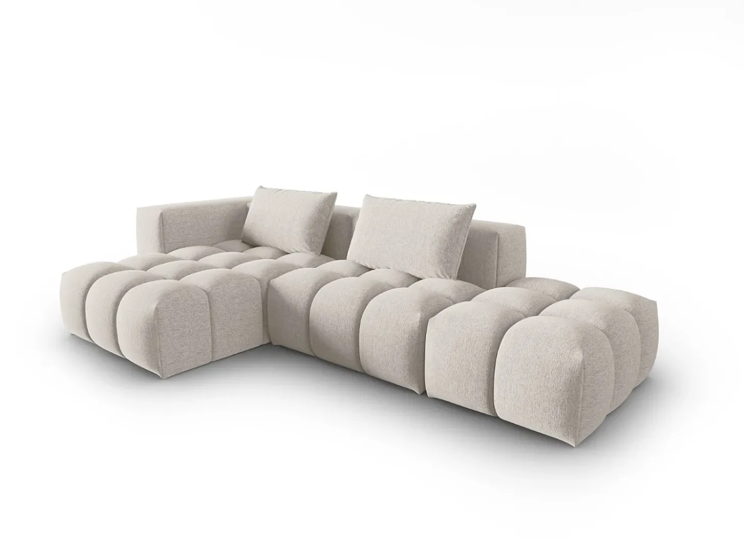 CXL by Christian Lacroix - Sofá modular de canto esquerdo "Lorella" 4 lugares em tecido estrutural bege - 265x145x70cm