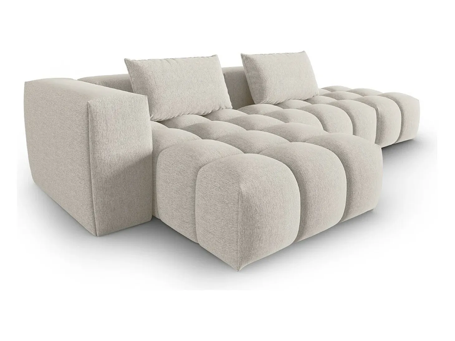 CXL by Christian Lacroix - Sofá modular de canto esquerdo "Lorella" 4 lugares em tecido estrutural bege - 265x145x70cm