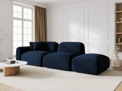 CXL by Christian Lacroix - Sofá modular direito "Lucien" 3 lugares em veludo azul real - 295x90x70cm