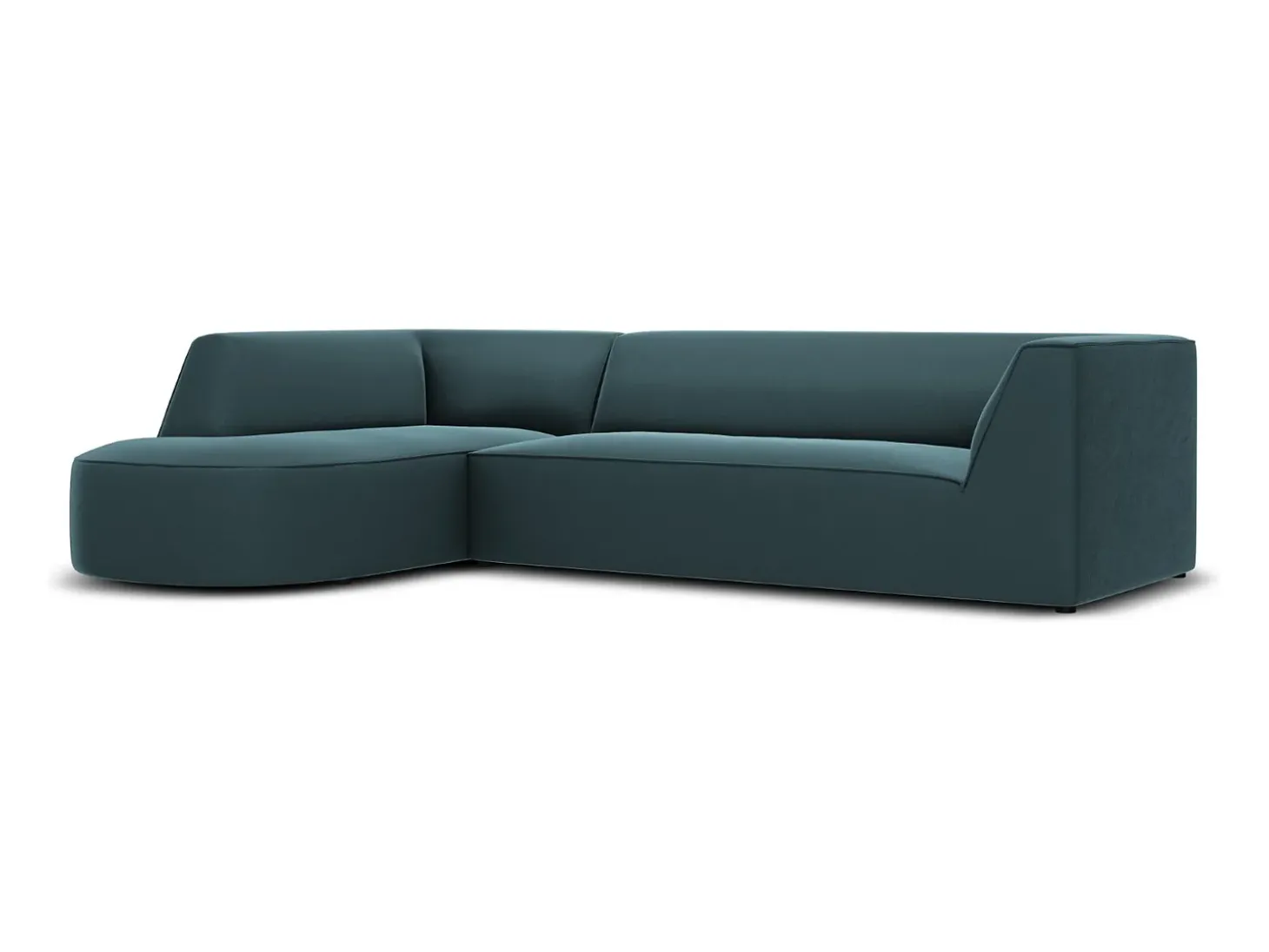 CXL by Christian Lacroix - Sofá de canto esquerdo "Charles" 4 lugares em veludo azul - 273x180x69cm