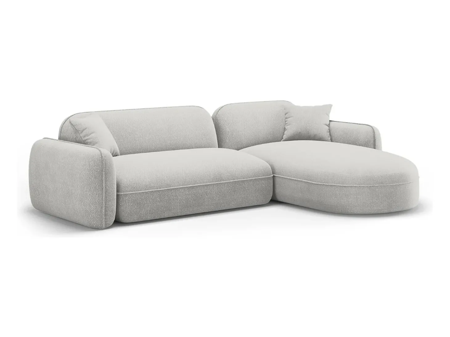 CXL by Christian Lacroix - Sofá modular de canto direito "Lucien" 4 lugares em veludo cinza claro - 275x165x70cm