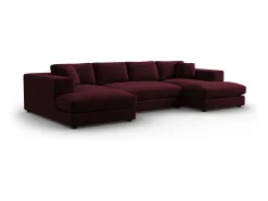 CXL by Christian Lacroix - Sofá panorâmico "Tendance" 5 lugares em veludo vermelho escuro - 344x170x72cm