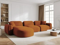 CXL by Christian Lacroix - Sofá modular de canto esquerdo "Lucien" 4 lugares em veludo terracota - 320x165x70cm