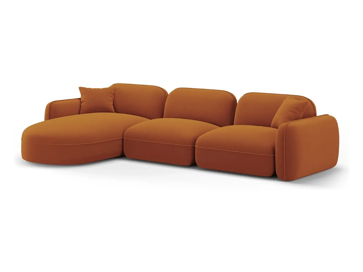 CXL by Christian Lacroix - Sofá modular de canto esquerdo "Lucien" 4 lugares em veludo terracota - 320x165x70cm