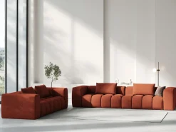 CXL by Christian Lacroix - Sofá modular "Lorella" 3 lugares em tecido estrutural coral - 230x85x70cm