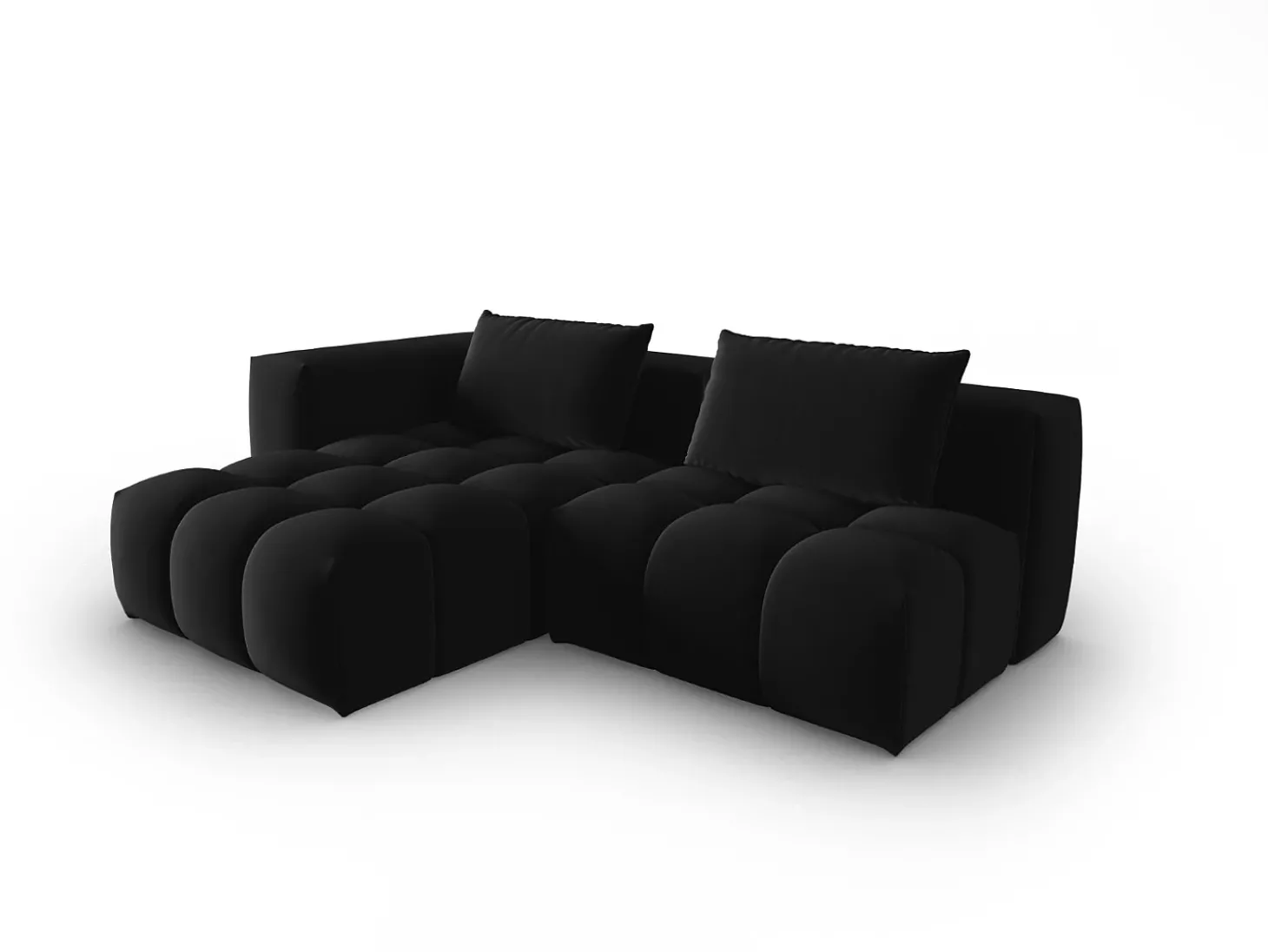 CXL by Christian Lacroix - Sofá modular de canto esquerdo "Lorella" 3 lugares em veludo preto - 205x145x70cm