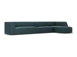 CXL by Christian Lacroix - Sofá de canto direito "Charles" 5 lugares em veludo azul - 366x180x69cm