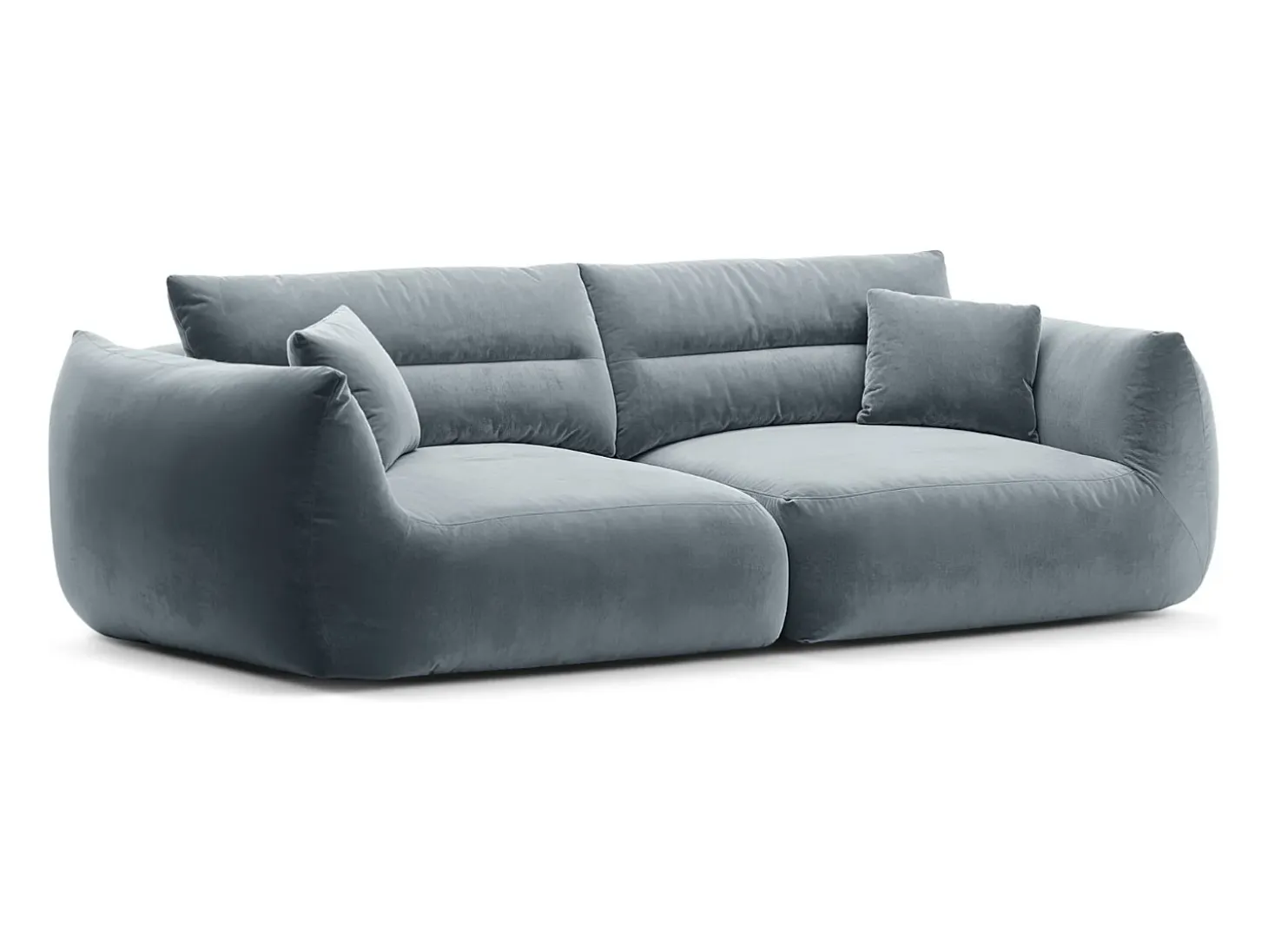 CXL by Christian Lacroix - Sofá modular "Maurie" 4 lugares em veludo azul cinza - 264x107x90cm